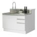 Ilha de Cozinha com Bancada e Balcão 120 cm Branco Glamy Madesa