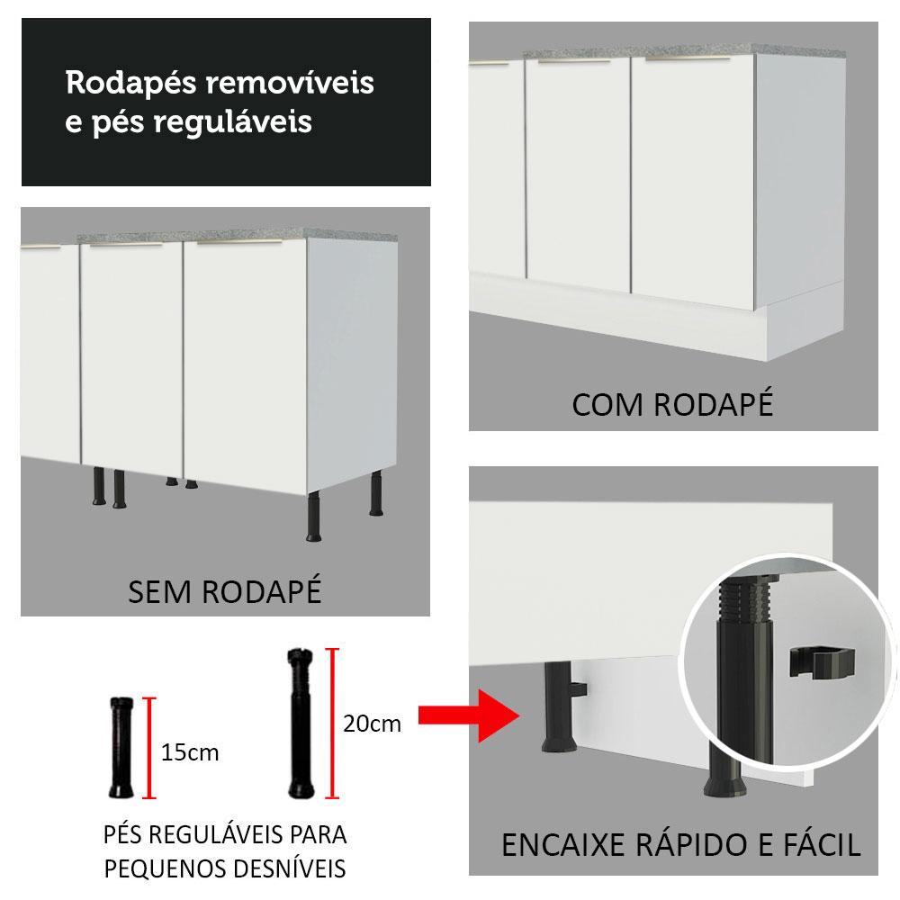 Ilha de Cozinha com Bancada e Balcão 120 cm Branco Lux Madesa