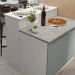 Ilha de Cozinha com Bancada e Balcão 120 cm Branco/Cinza Lux Madesa