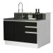 Ilha de Cozinha com Bancada e Balcão 120 cm Branco/Preto Glamy Madesa