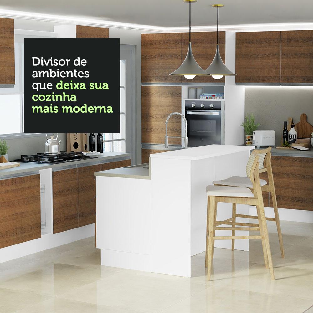Ilha de Cozinha com Bancada e Balcão 120 cm Branco/Rustic Glamy Madesa
