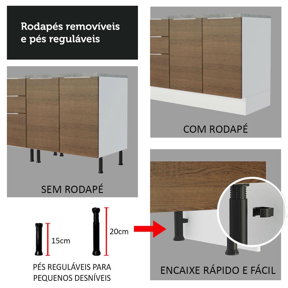 Ilha de Cozinha com Bancada e Balcão 120 cm Branco/Rustic Stella Madesa