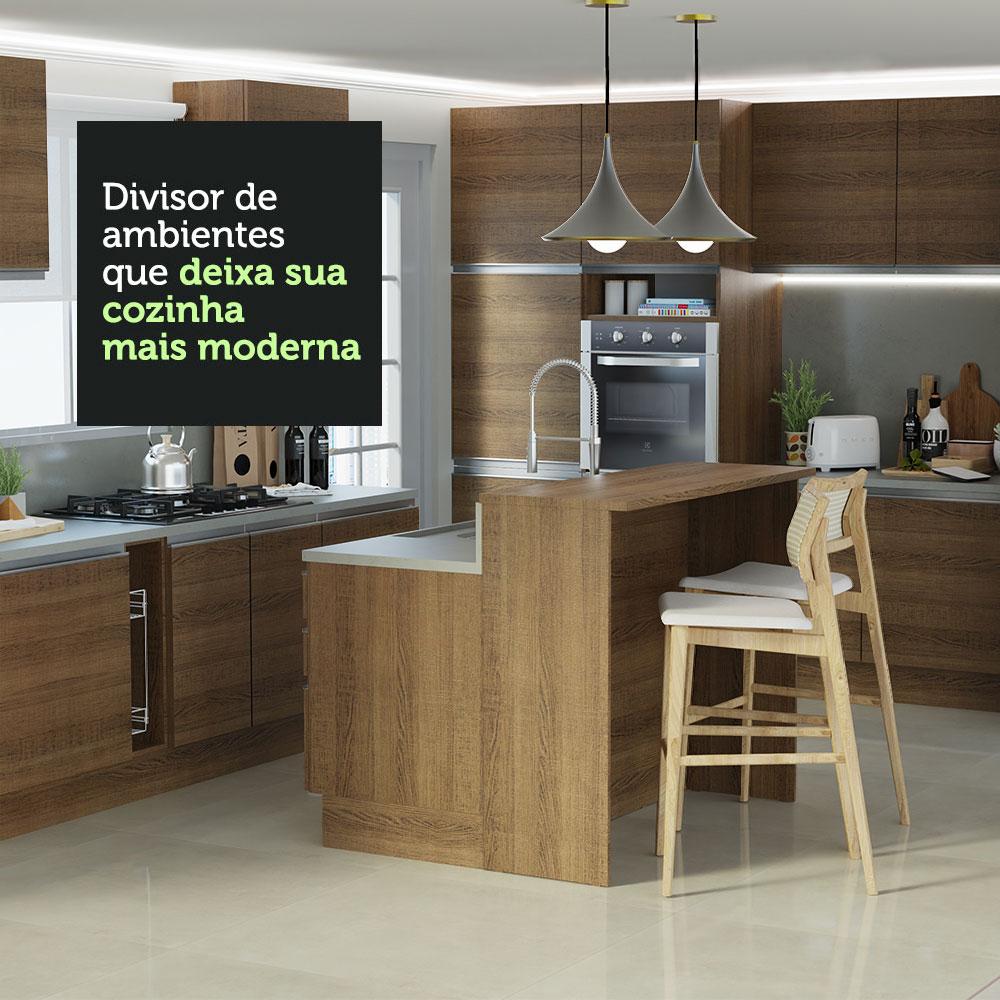 Ilha de Cozinha com Bancada e Balcão 120 cm Rustic Glamy Madesa