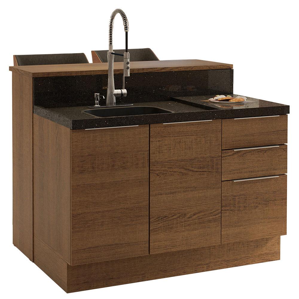 Ilha de Cozinha com Bancada e Balcão 120 cm Rustic Stella Madesa