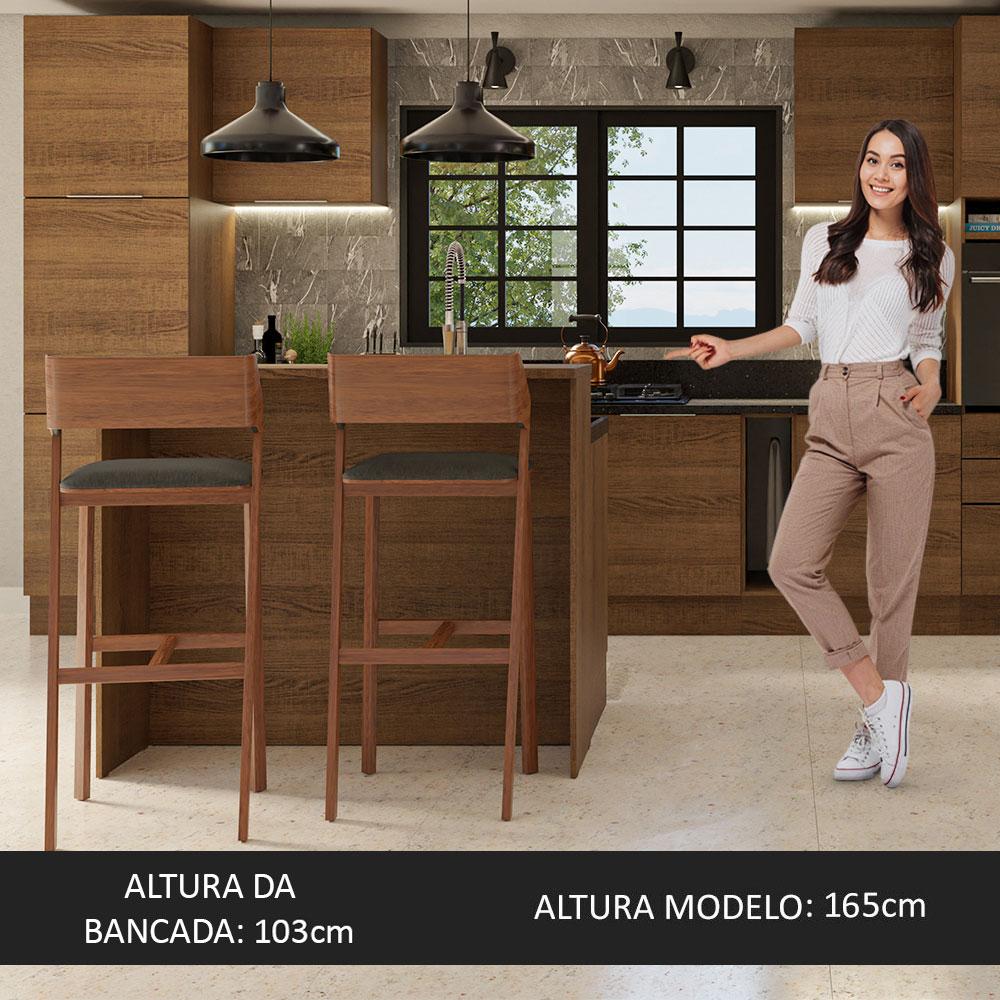 Ilha de Cozinha com Bancada e Balcão 120 cm Rustic Stella Madesa