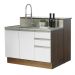 Ilha de Cozinha com Bancada e Balcão 120 cm Rustic/Branco Glamy Madesa