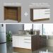 Ilha de Cozinha com Bancada e Balcão 120 cm Rustic/Branco Glamy Madesa