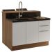Ilha de Cozinha com Bancada e Balcão 120 cm Rustic/Branco Stella Madesa