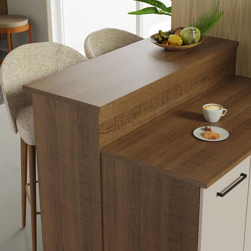 Ilha de Cozinha com Bancada e Balcão 120 cm Rustic/Crema Agata Madesa
