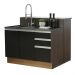 Ilha de Cozinha com Bancada e Balcão 120 cm Rustic/Preto Glamy Madesa