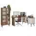Kit 2 Peças com Escrivaninha em L 3 Gavetas e Armário Multiuso com Vidro Rustic/Branco Madesa