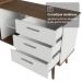 Kit 2 Peças com Escrivaninha em L 3 Gavetas e Armário Multiuso com Vidro Rustic/Branco Madesa