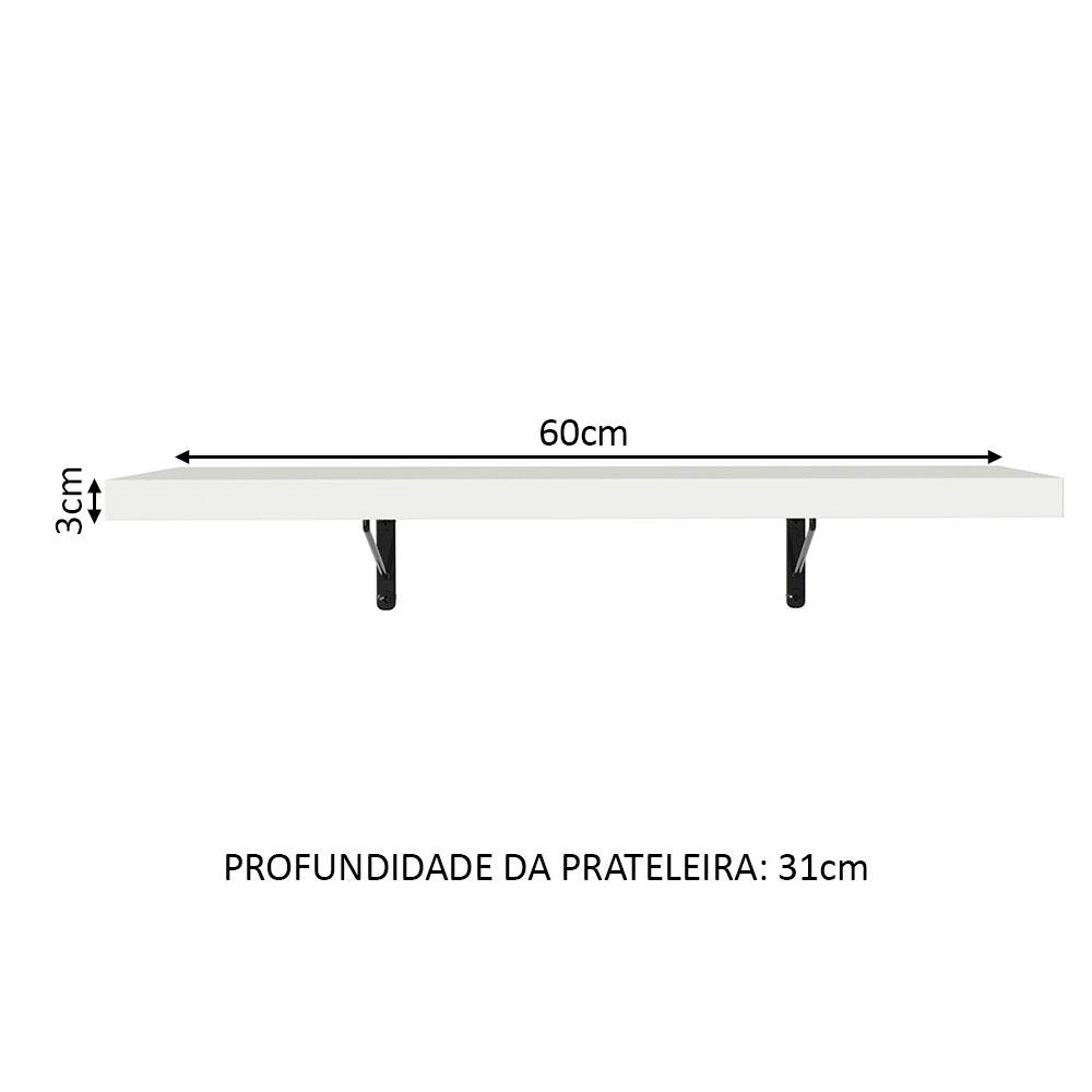 Kit 2 Prateleiras Suspensas para Cozinha Madesa 60 cm com Mão Francesa - Branco