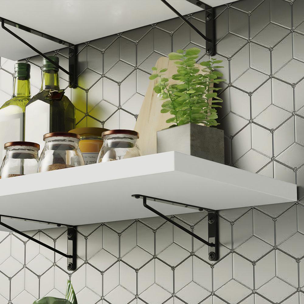 Kit 2 Prateleiras Suspensas para Cozinha Madesa 60 cm com Mão Francesa - Branco