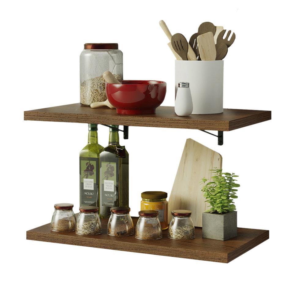 Kit 2 Prateleiras Suspensas para Cozinha Madesa 60 cm com Mão Francesa - Rustic