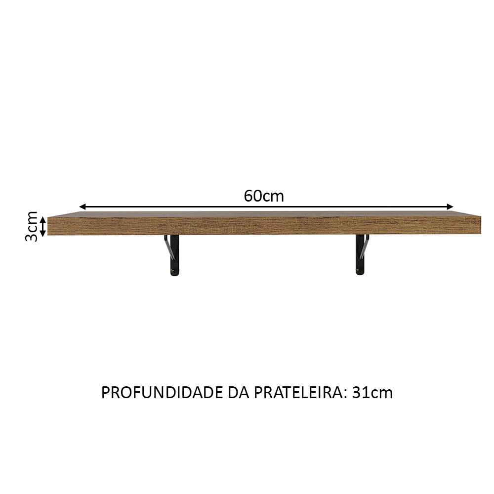 Kit 2 Prateleiras Suspensas para Cozinha Madesa 60 cm com Mão Francesa - Rustic
