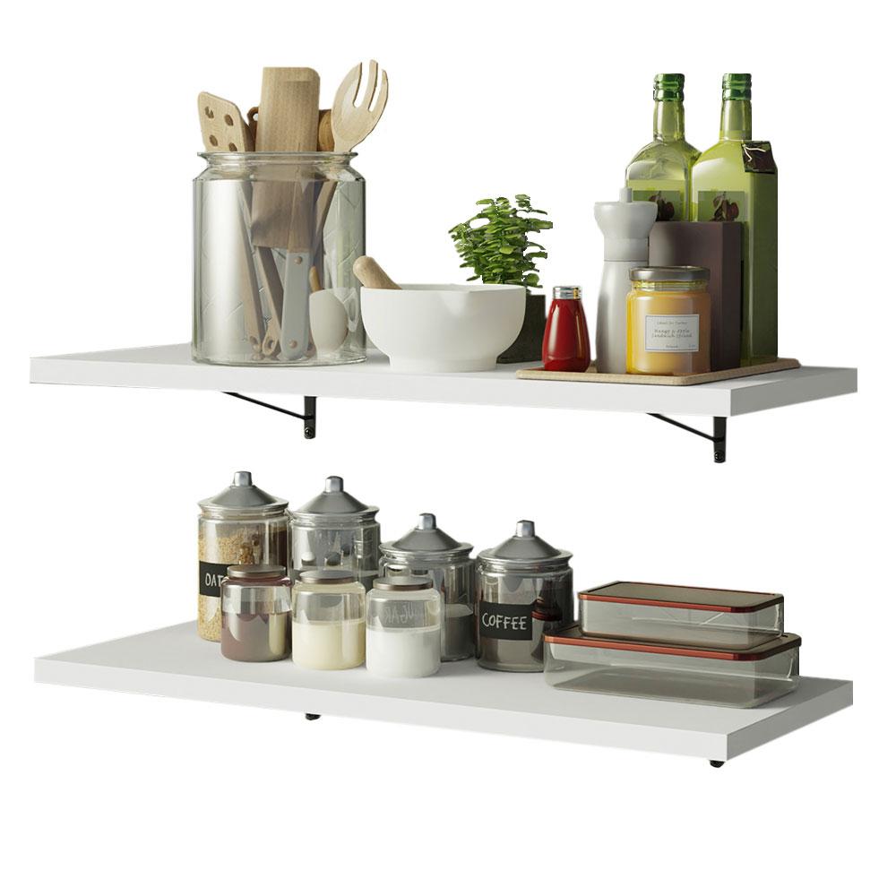 Kit 2 Prateleiras Suspensas para Cozinha Madesa 80 cm com Mão Francesa - Branco