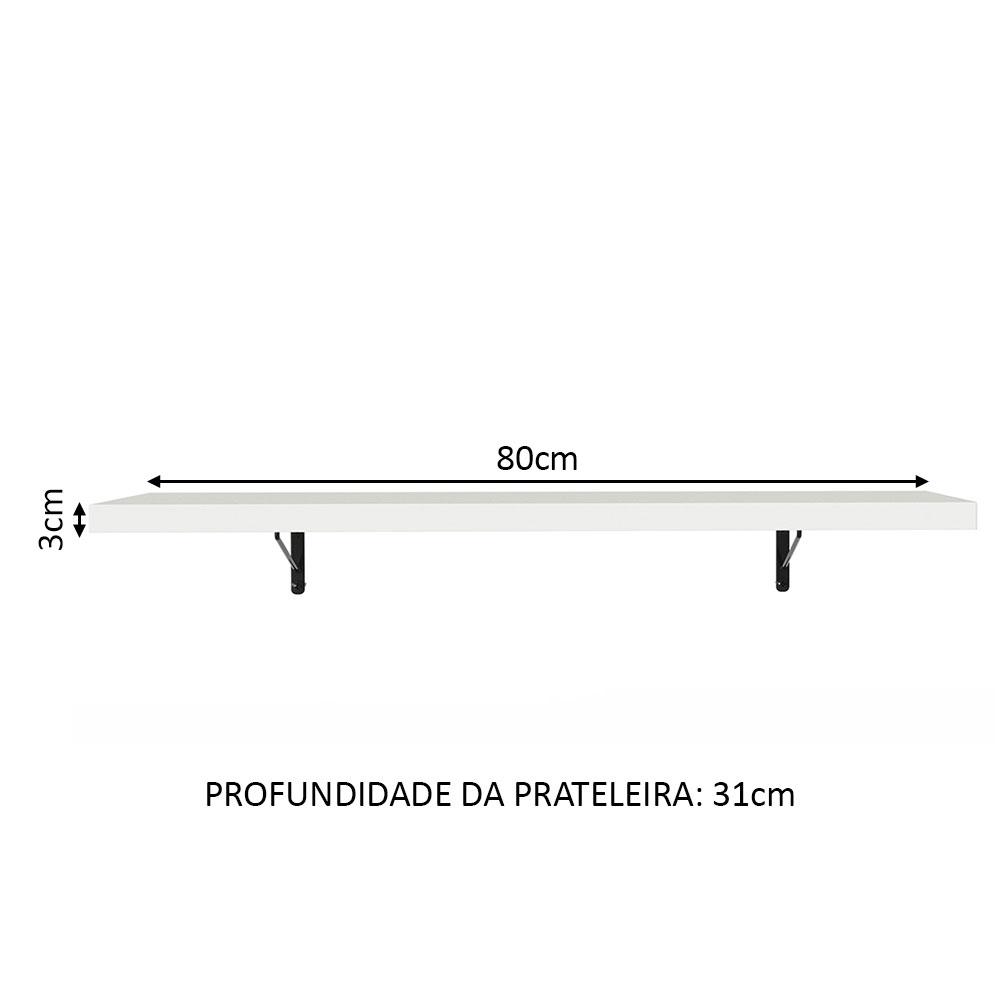Kit 2 Prateleiras Suspensas para Cozinha Madesa 80 cm com Mão Francesa - Branco