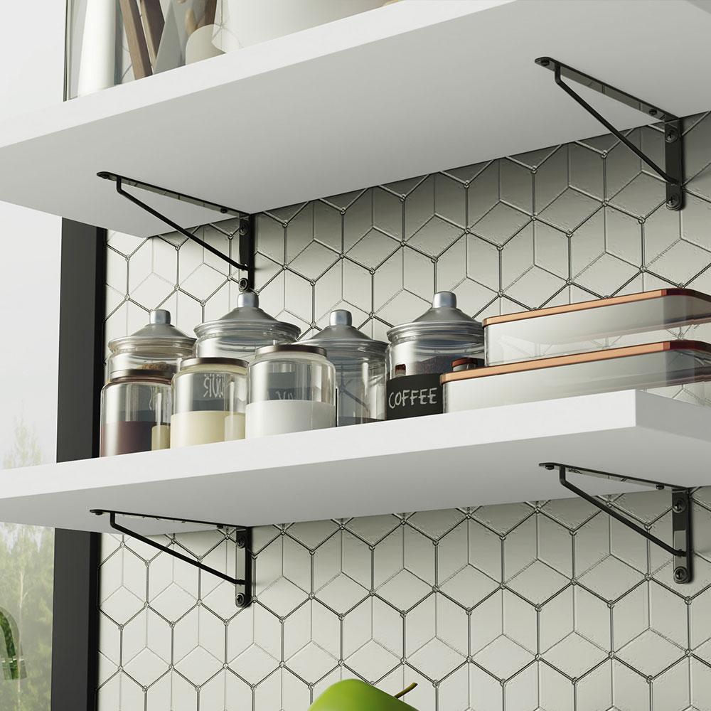 Kit 2 Prateleiras Suspensas para Cozinha Madesa 80 cm com Mão Francesa - Branco