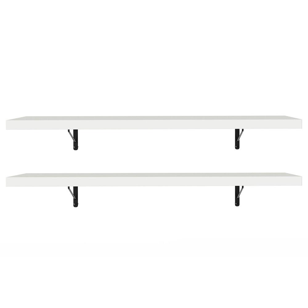 Kit 2 Prateleiras Suspensas para Cozinha Madesa 80 cm com Mão Francesa - Branco