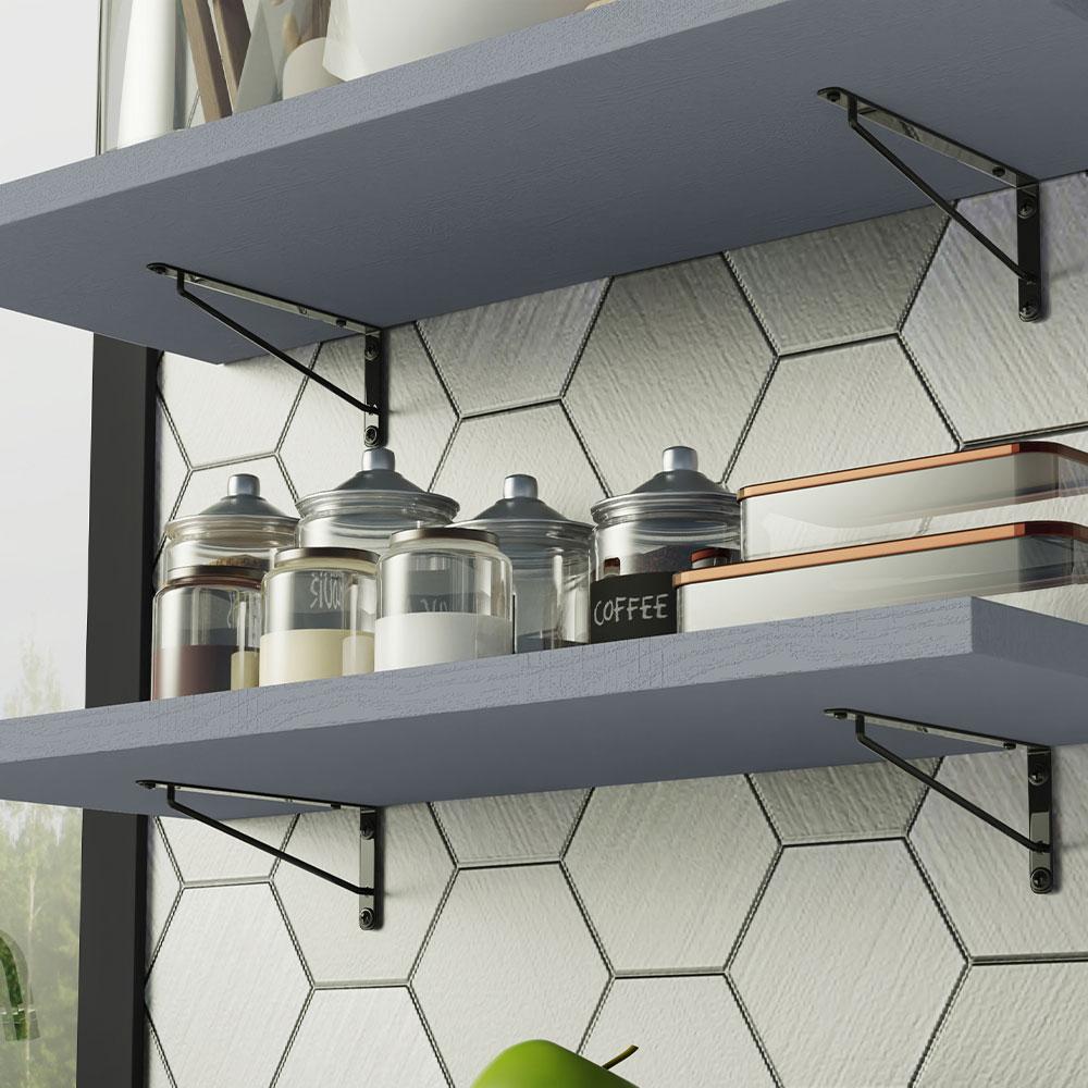Kit 2 Prateleiras Suspensas para Cozinha Madesa 80 cm com Mão Francesa - Cinza