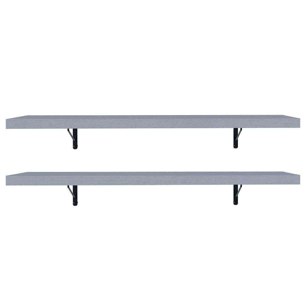 Kit 2 Prateleiras Suspensas para Cozinha Madesa 80 cm com Mão Francesa - Cinza