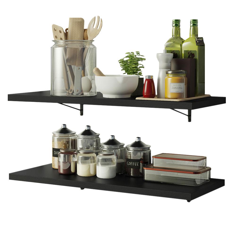Kit 2 Prateleiras Suspensas para Cozinha Madesa 80 cm com Mão Francesa - Preto