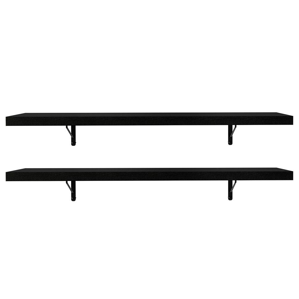 Kit 2 Prateleiras Suspensas para Cozinha Madesa 80 cm com Mão Francesa - Preto