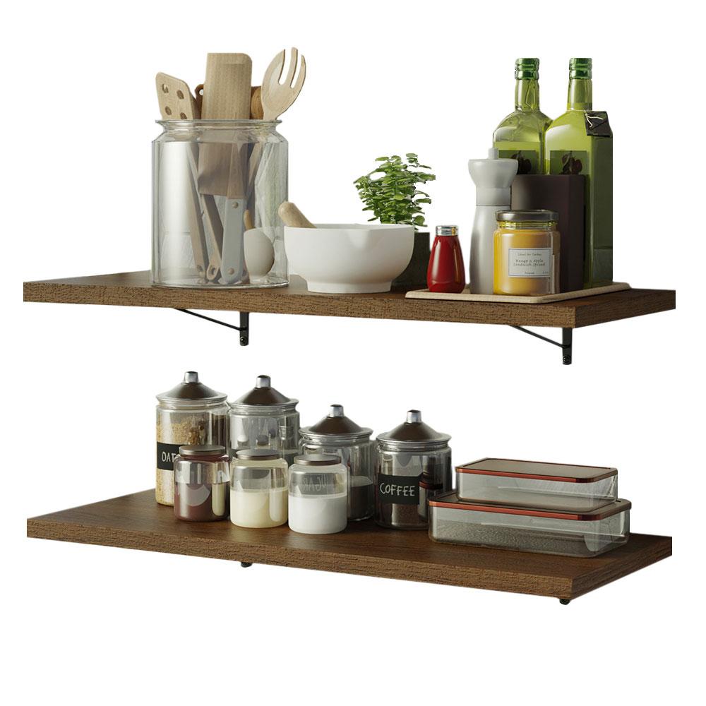 Kit 2 Prateleiras Suspensas para Cozinha Madesa 80 cm com Mão Francesa - Rustic