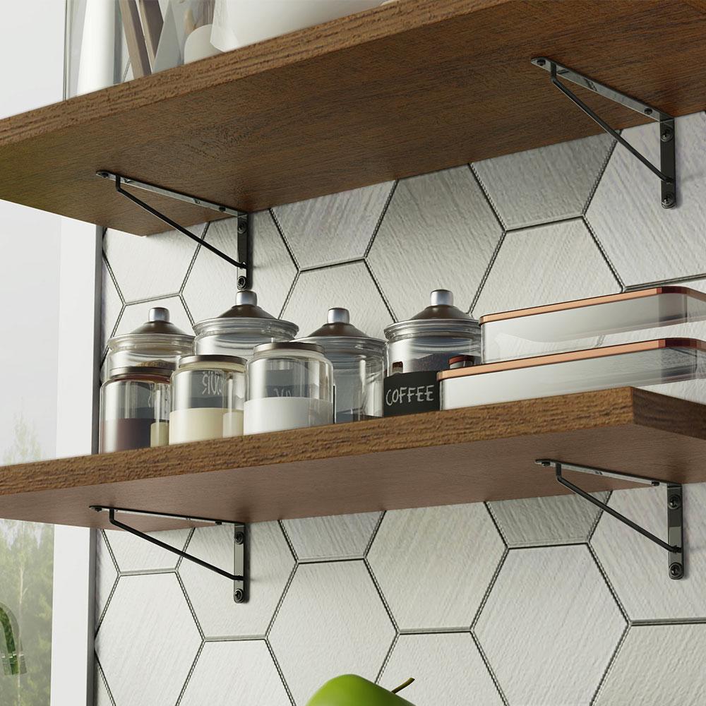 Kit 2 Prateleiras Suspensas para Cozinha Madesa 80 cm com Mão Francesa - Rustic
