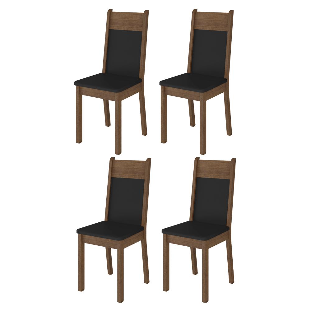 Kit 4 Cadeiras de Jantar 4280 Madesa Rustic/Preto