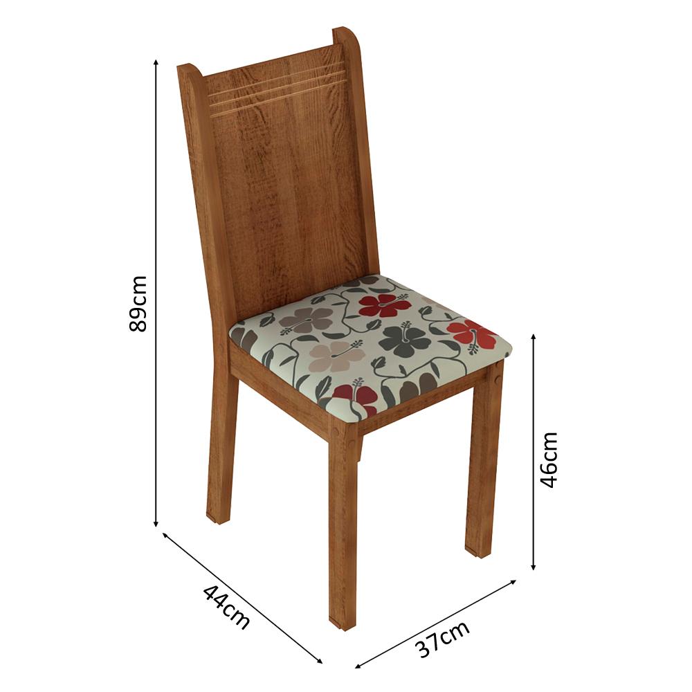 Kit 4 Cadeiras de Jantar 4290 Madesa Rustic/Hibiscos