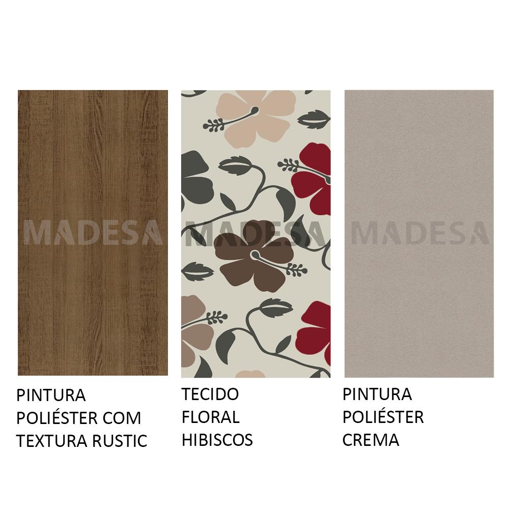 Kit 4 Cadeiras de Jantar 4291 Madesa Rustic/Crema/Hibiscos