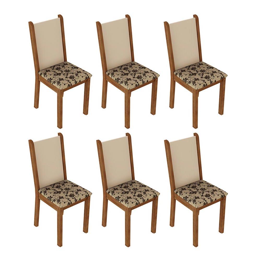 Kit 6 Cadeiras 4291 Madesa - Rustic/Crema/Bege Marrom