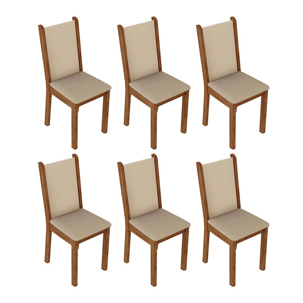 Kit 6 Cadeiras de Jantar 4291 Madesa Rustic/Crema/Pérola