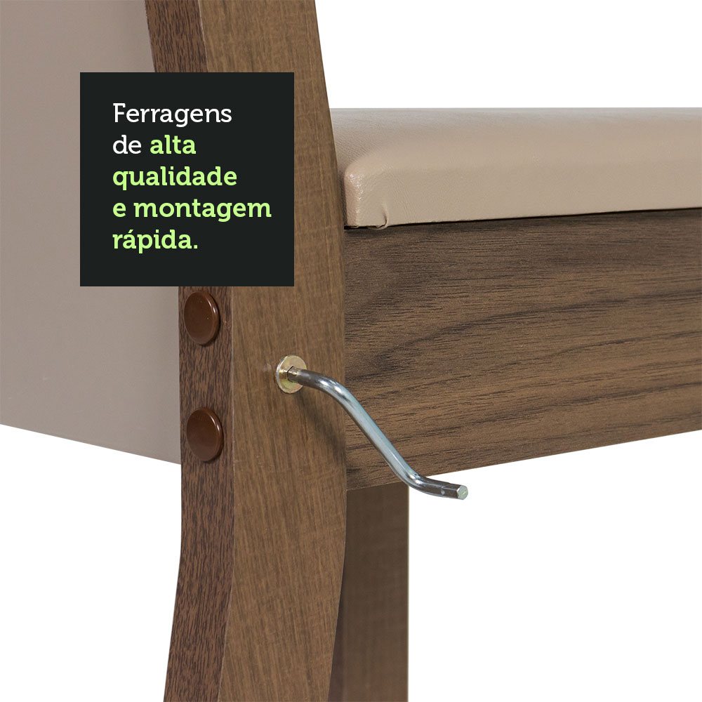 Kit 6 Cadeiras de Jantar 4291 Madesa Rustic/Crema/Pérola