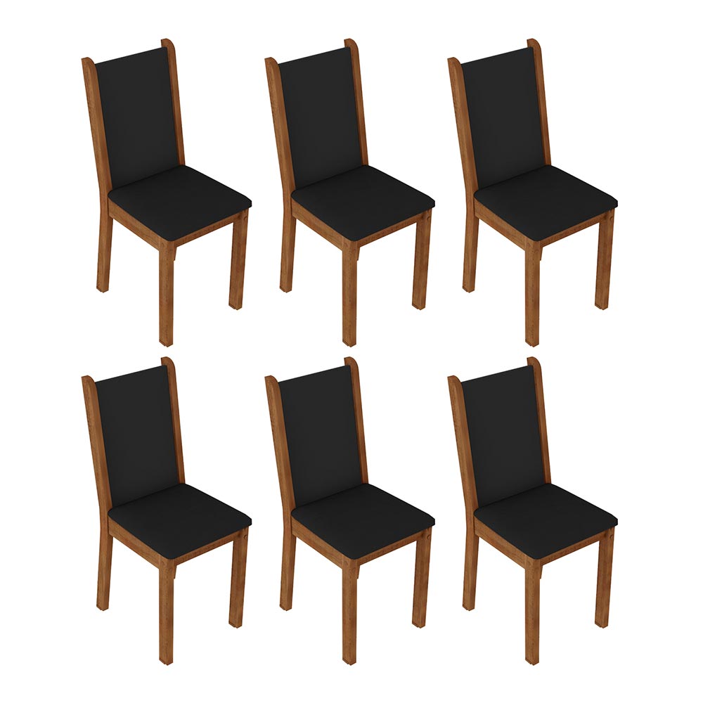 Kit 6 Cadeiras de Jantar 4291 Madesa Rustic/Preto