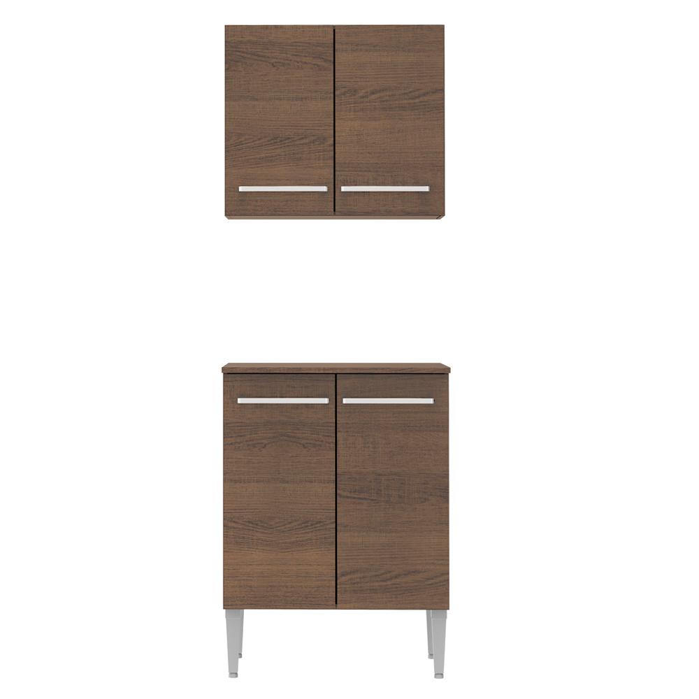 Kit Armário de Cozinha 4 Portas com Armário Aéreo e Balcão Emilly Madesa