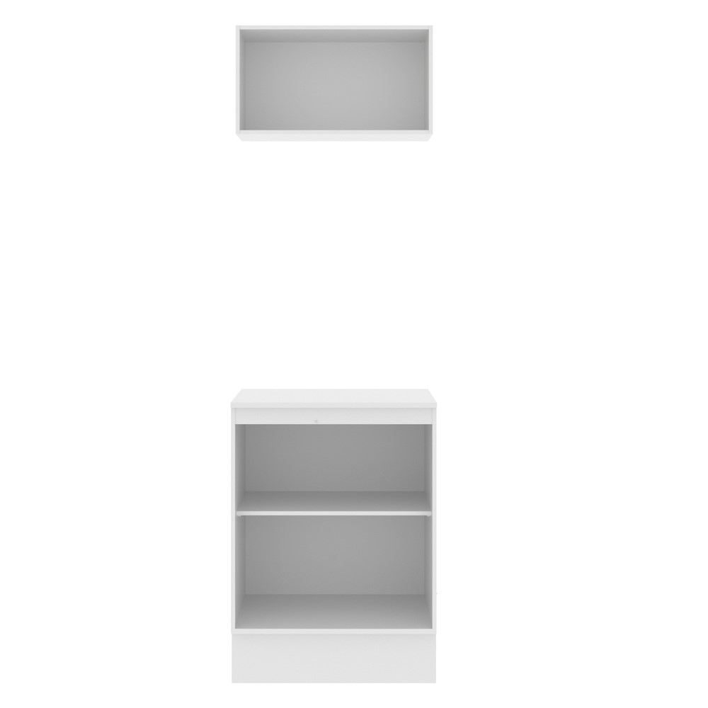 Kit Armário de Cozinha 60 cm 100% MDF 2 Portas e 1 Suspensa Branco Smart Madesa