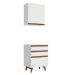 Kit Armário de Cozinha Aéreo e Balcão com 3 Gavetas 60 cm Branco Reims Madesa