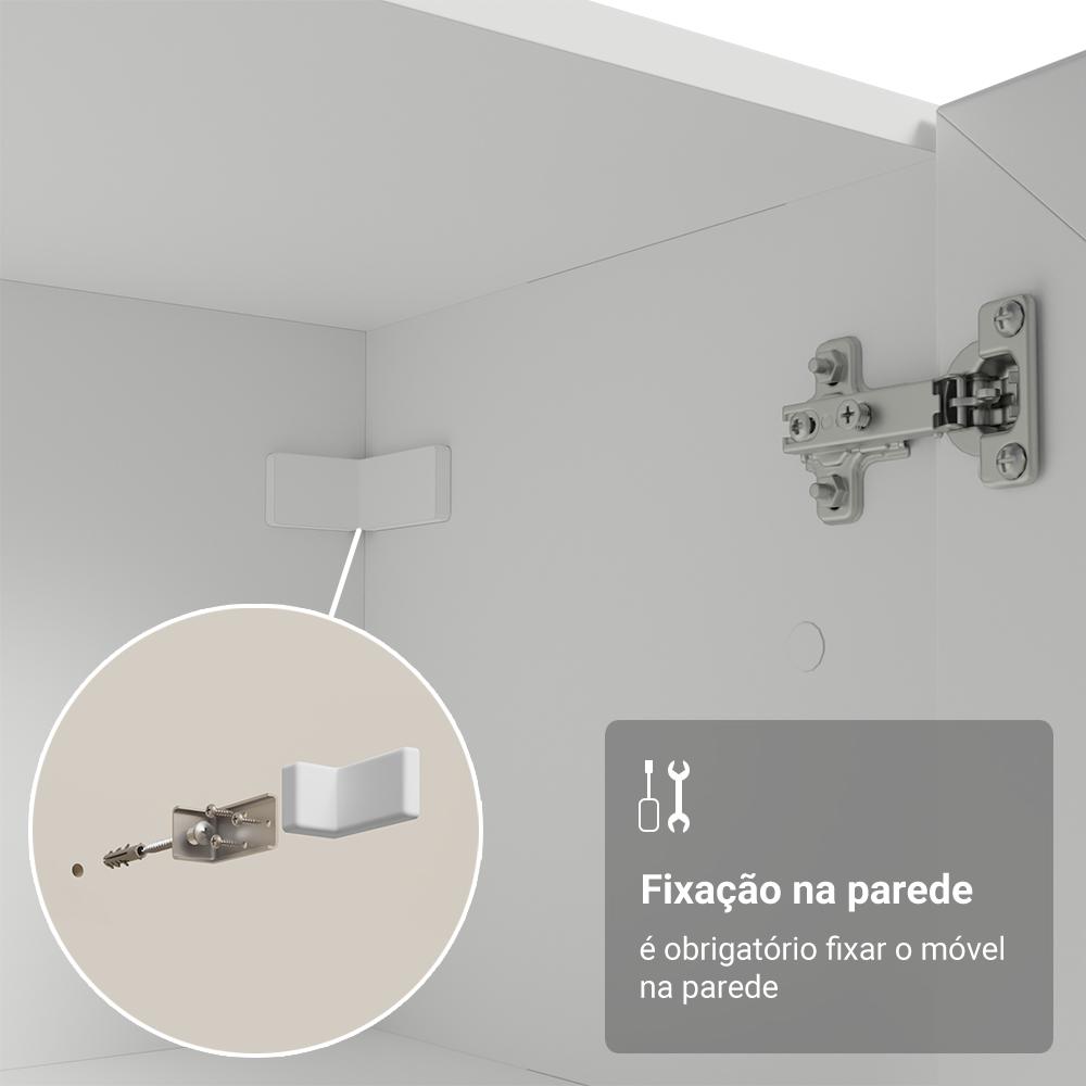 Kit Balcão + Cristaleira 60 cm Branco Smart 100% MDF Madesa