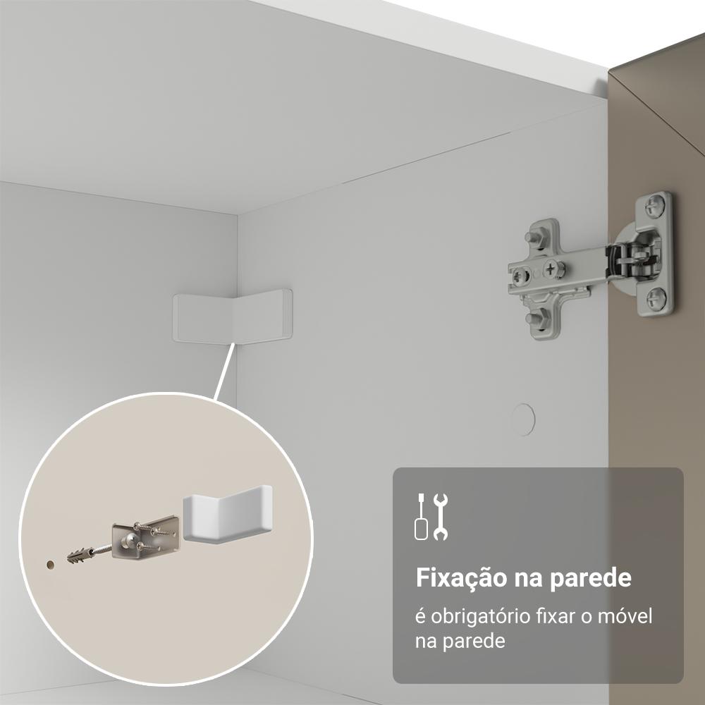 Kit Balcão + Cristaleira 60 cm Branco/Rustic/Crema Smart 100% MDF Madesa