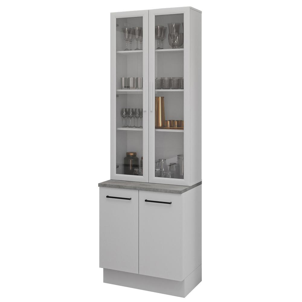 Kit Balcão + Cristaleira 70cm Branco Agata Madesa 01