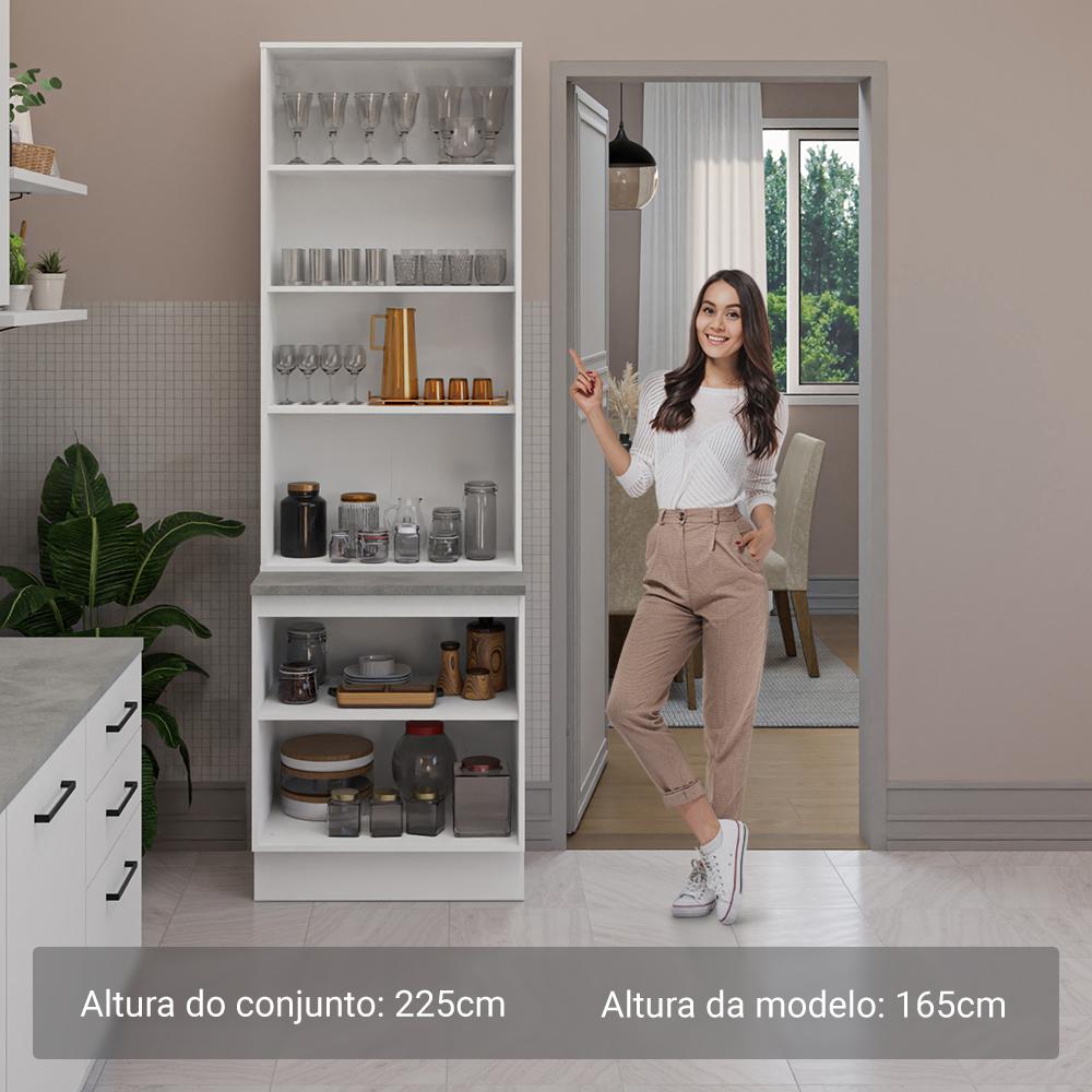 Kit Balcão + Cristaleira 70cm Branco Agata Madesa 01