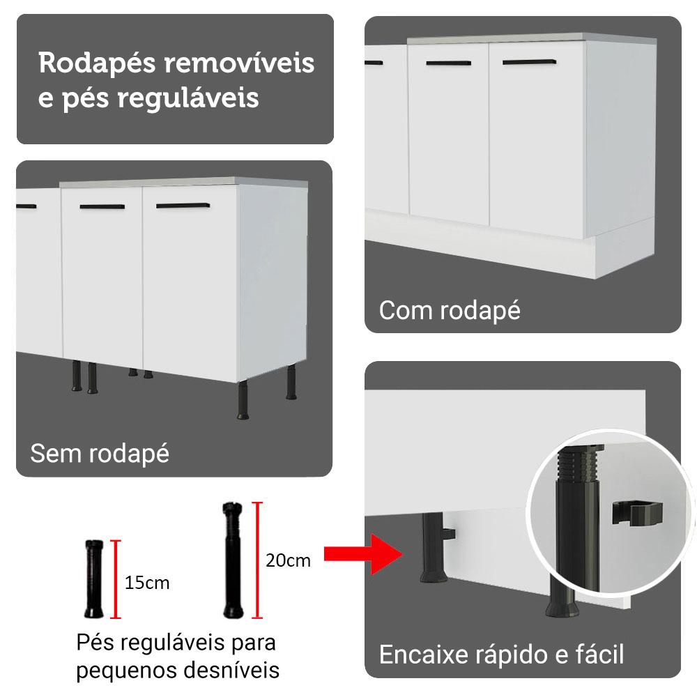 Kit Balcão + Cristaleira 70cm Branco Agata Madesa 01