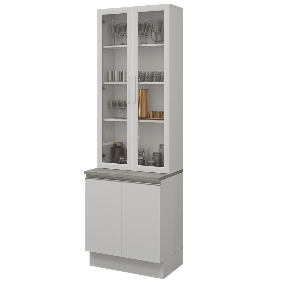 Kit Balcão + Cristaleira 70cm Branco Glamy Madesa 01