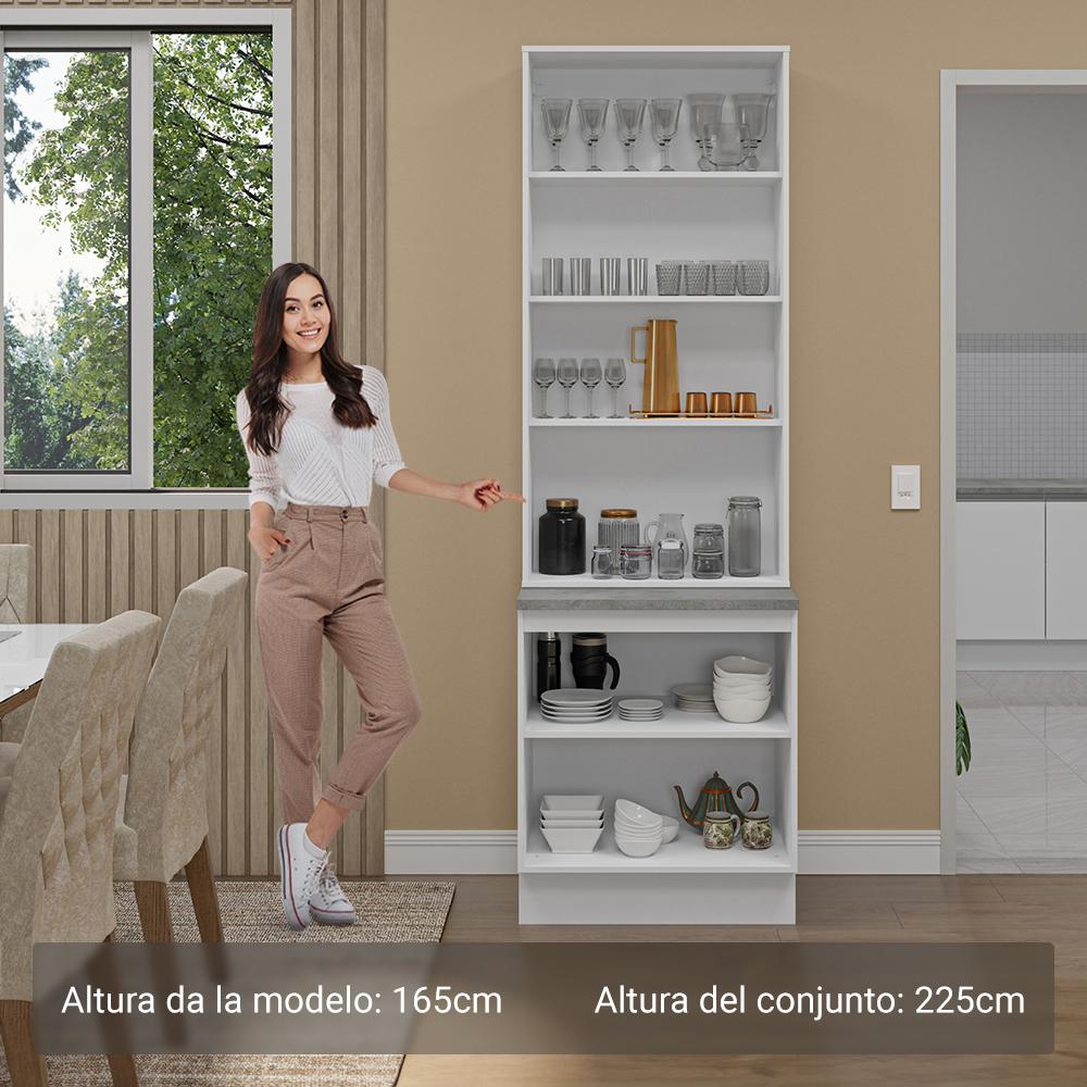 Kit Balcão + Cristaleira 70cm Branco Glamy Madesa 01
