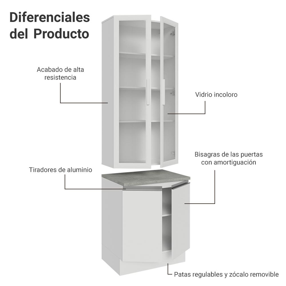 Kit Balcão + Cristaleira 70cm Branco Glamy Madesa 01
