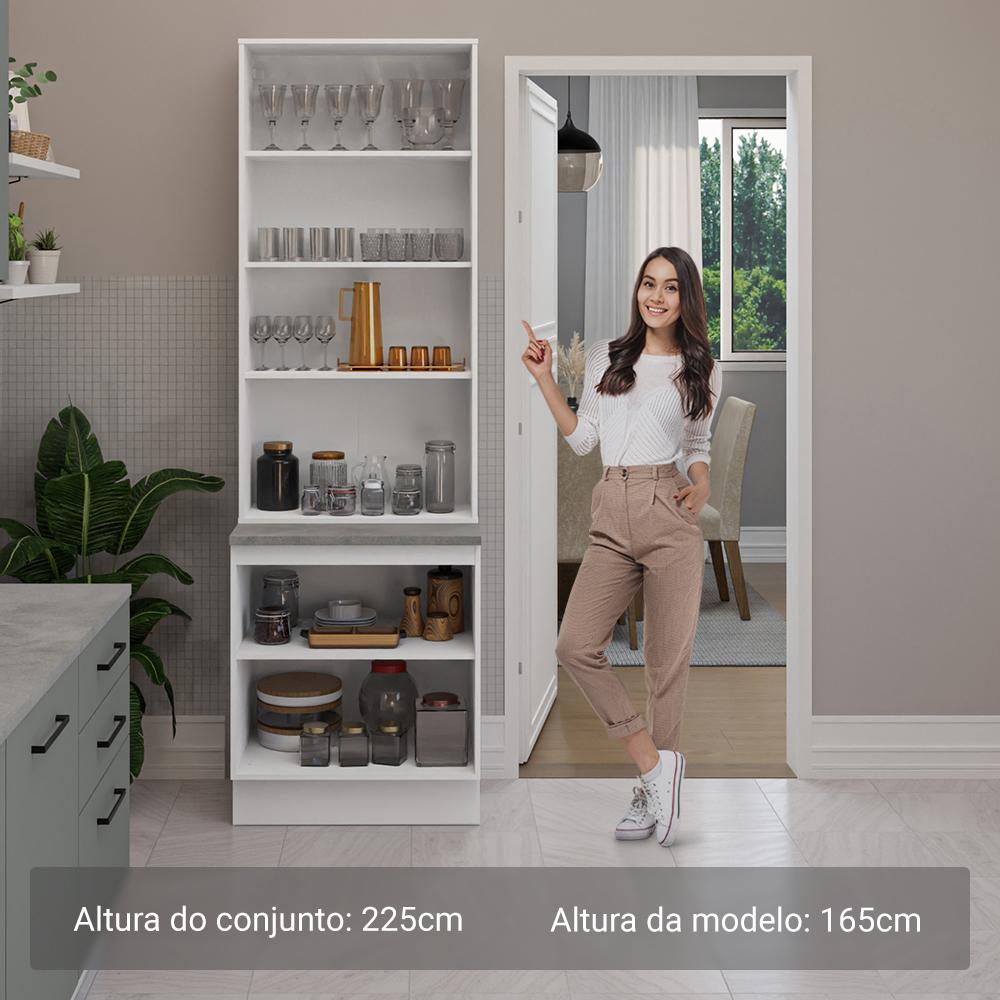 Kit Balcão + Cristaleira 70cm Branco/Cinza Agata Madesa 01