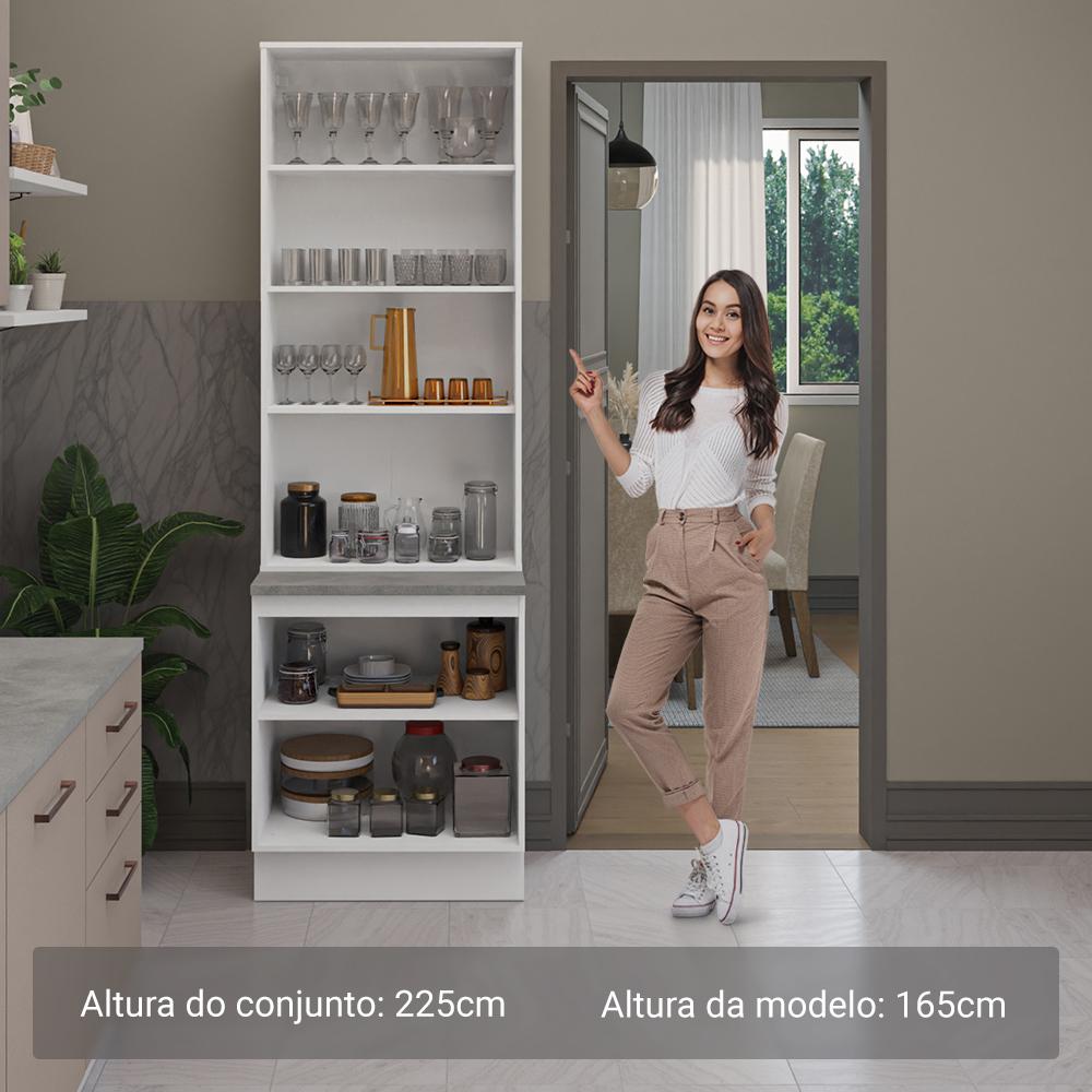 Kit Balcão + Cristaleira 70cm Branco/Crema Agata Madesa 01